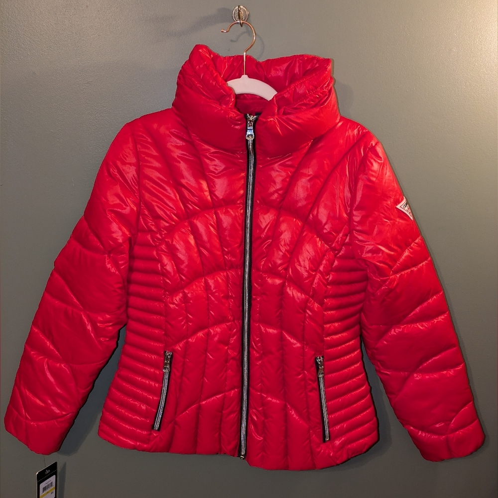 Guess Red Puffer Jacket Medium